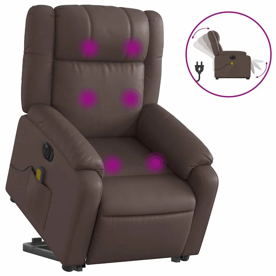 Fauteuil inclinable de massage électrique marron similicuir - 2