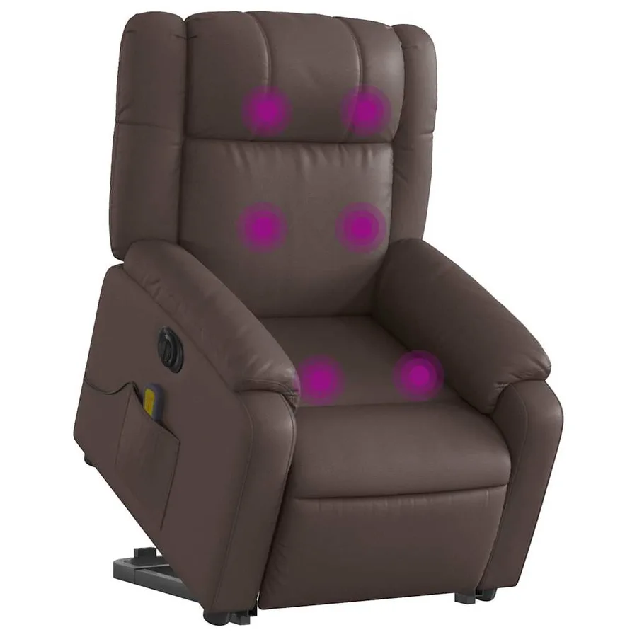 Fauteuil inclinable de massage électrique marron similicuir - 3