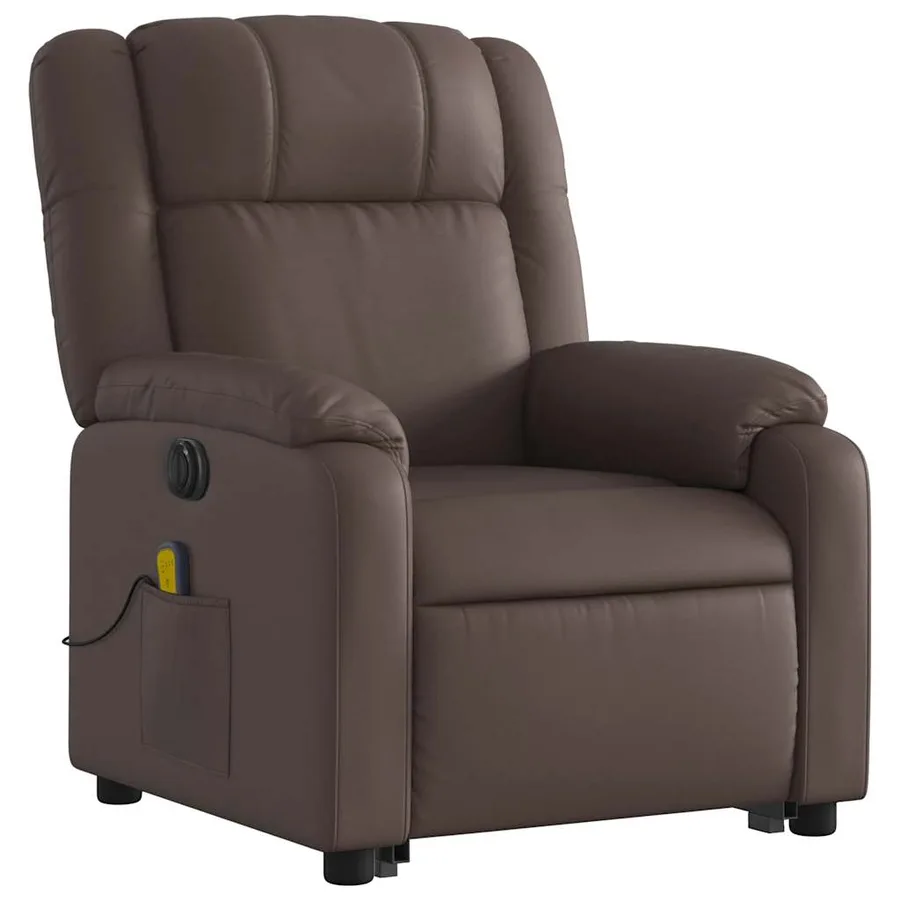 Fauteuil inclinable de massage électrique marron similicuir - 4