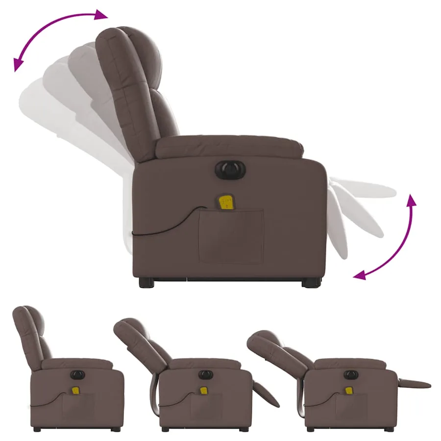 Fauteuil inclinable de massage électrique marron similicuir - 7