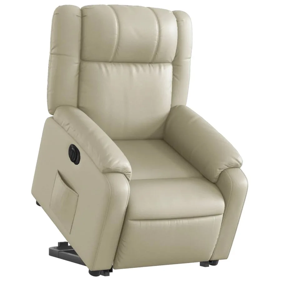 Fauteuil inclinable électrique crème similicuir - 3