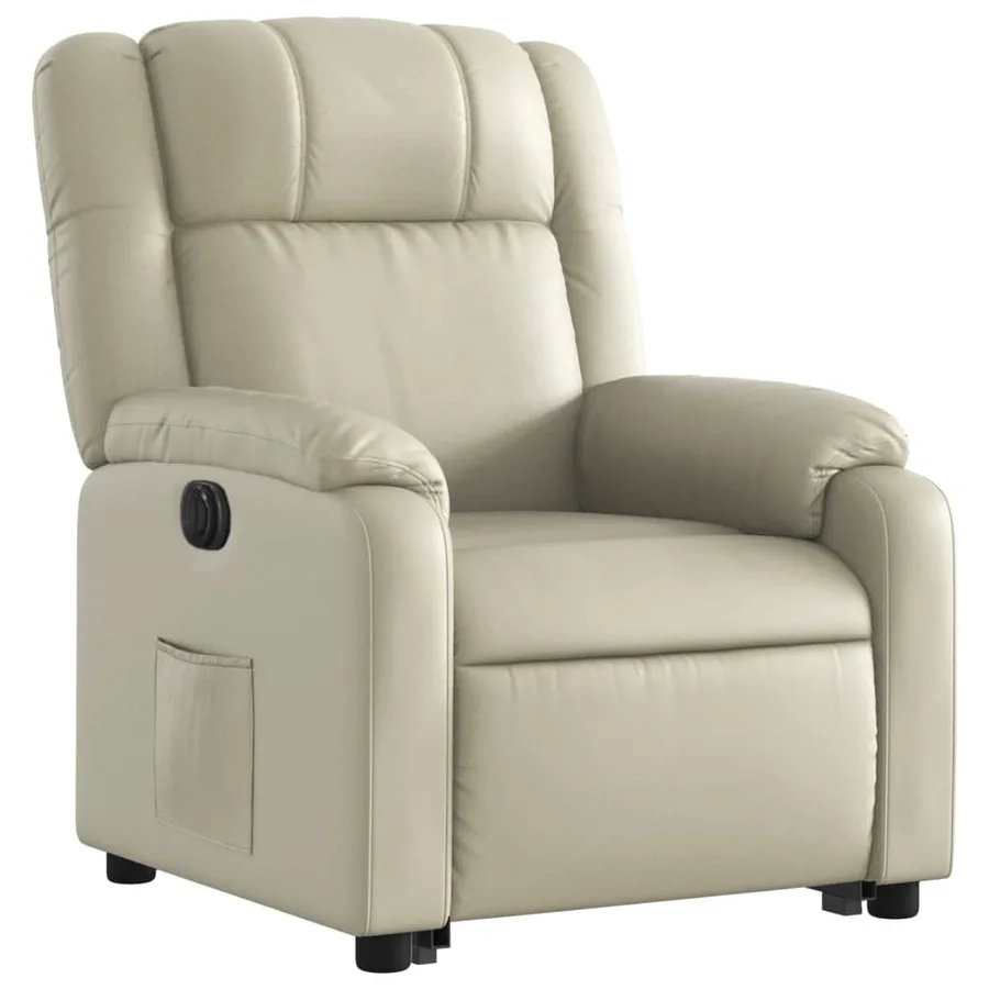Fauteuil inclinable électrique crème similicuir - 4