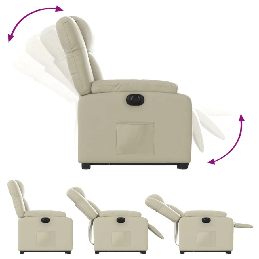 Fauteuil inclinable électrique crème similicuir - 7