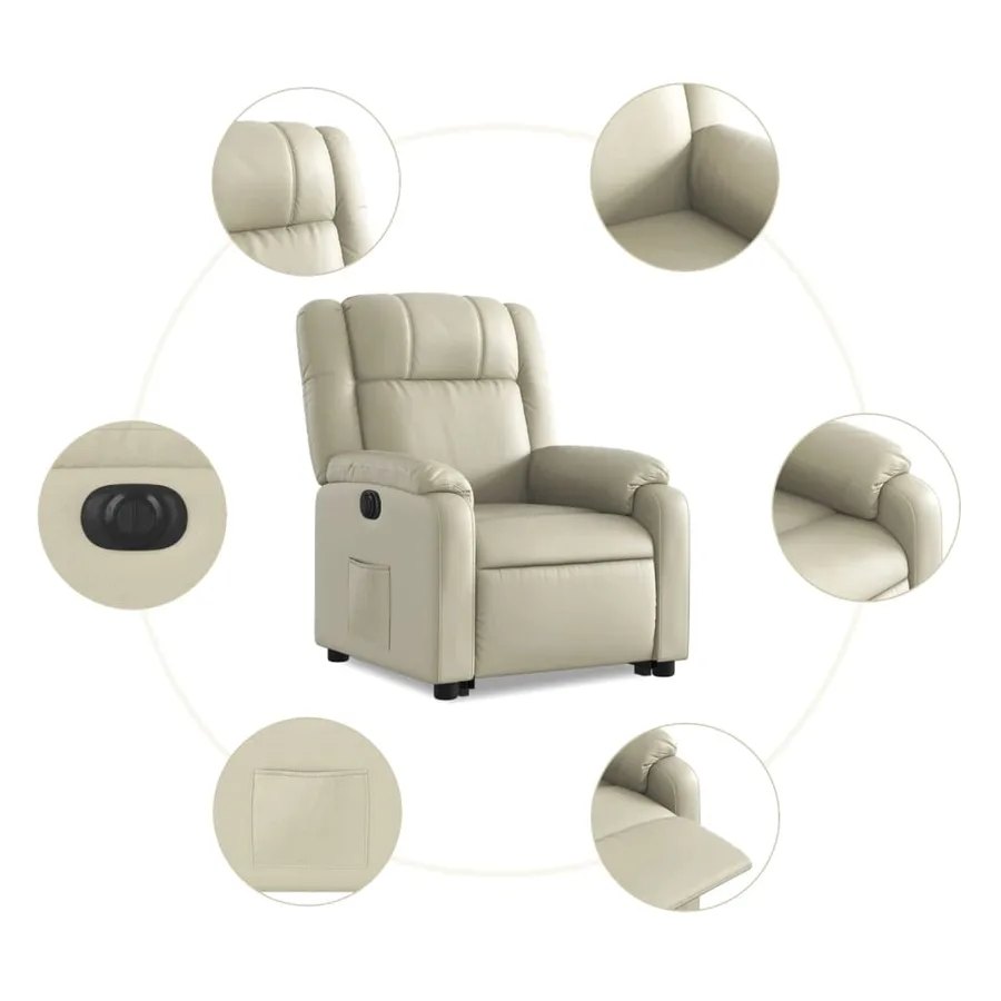 Fauteuil inclinable électrique crème similicuir - 8