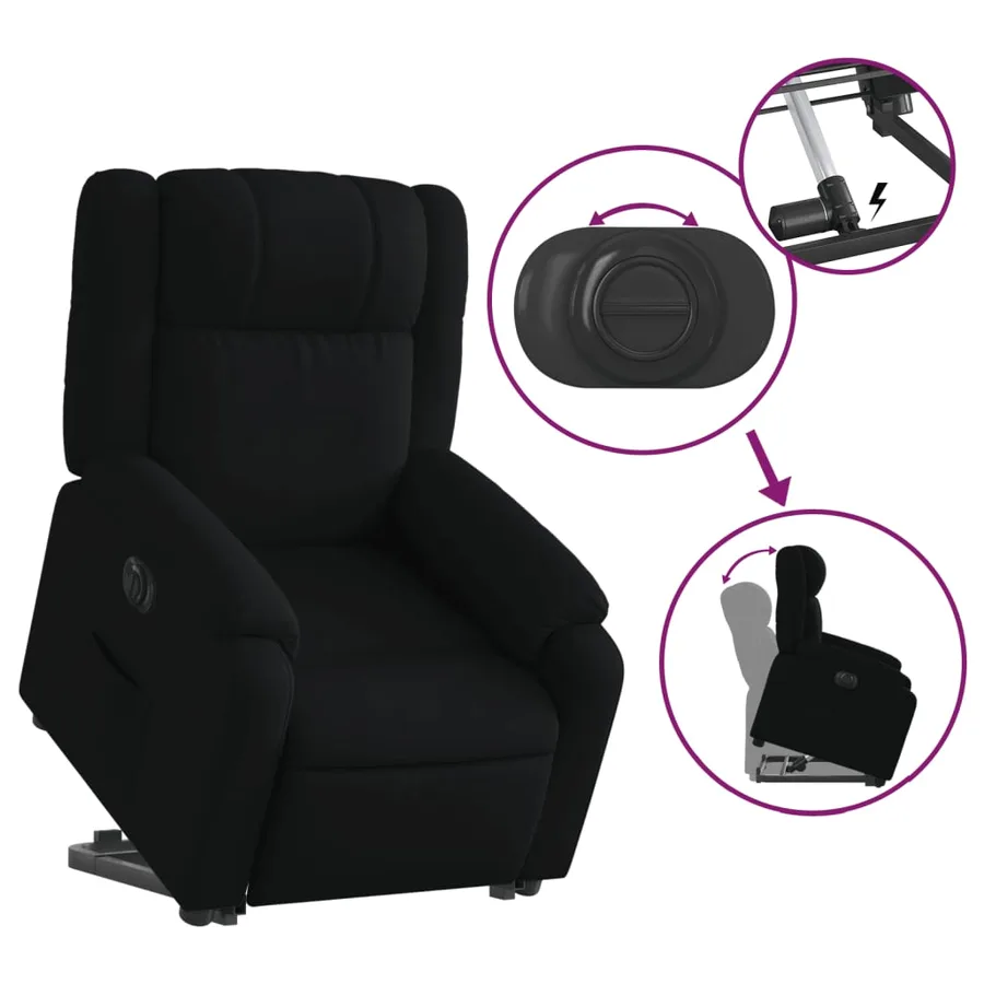 Fauteuil inclinable électrique noir tissu - 11