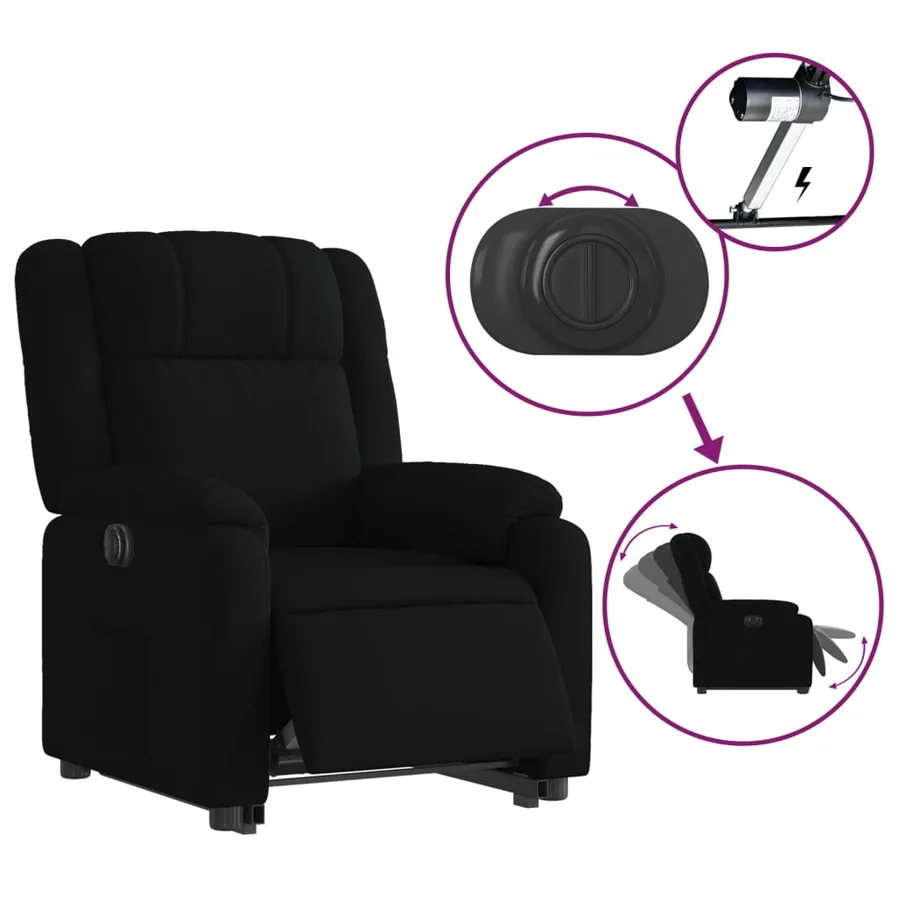 Fauteuil inclinable électrique noir tissu - 6