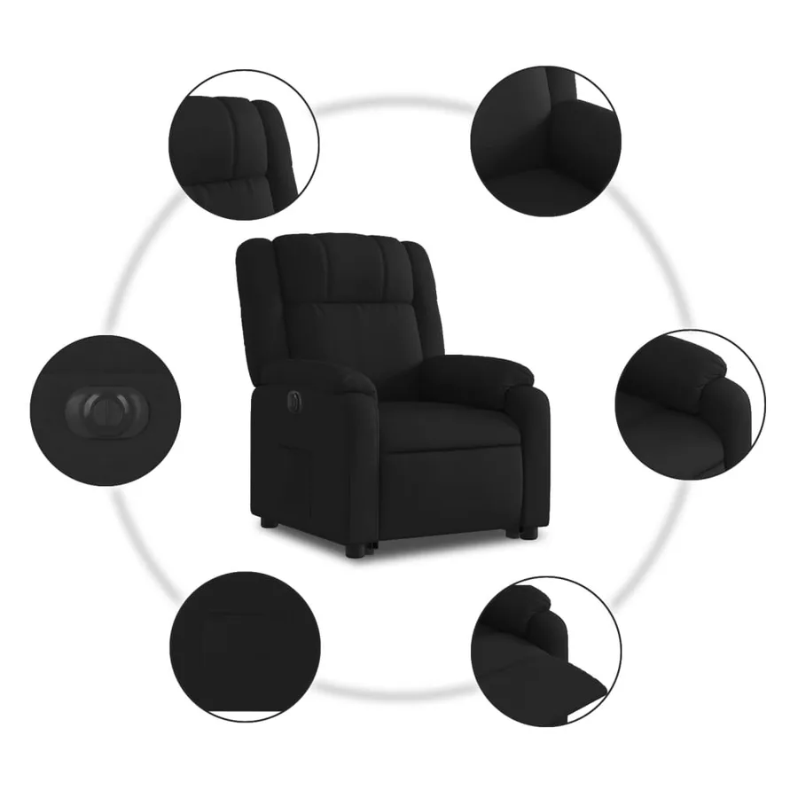Fauteuil inclinable électrique noir tissu - 8