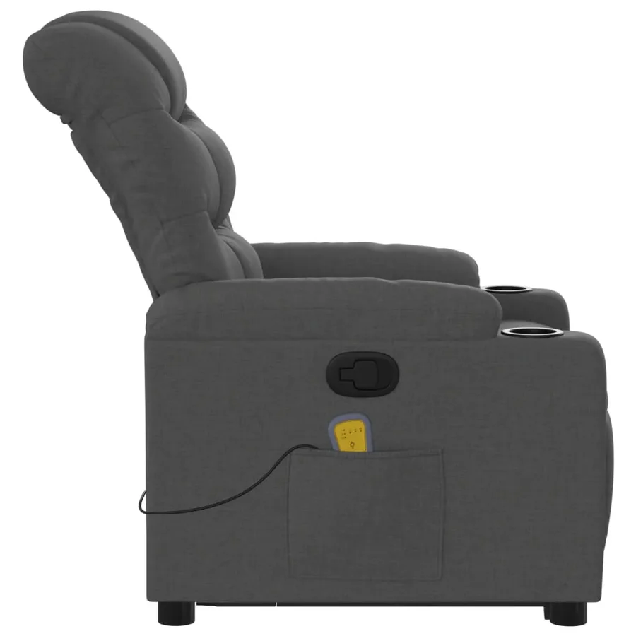 Fauteuil de massage inclinable Gris foncé Tissu - 10