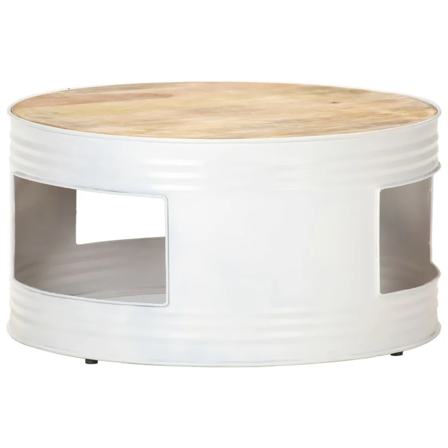 Table basse Blanc 68x68x36 cm Bois de manguier solide - 10
