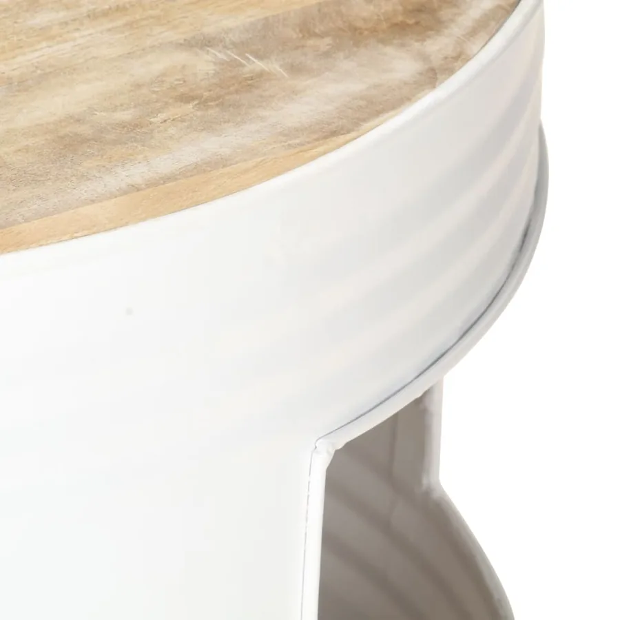 Table basse Blanc 68x68x36 cm Bois de manguier solide - 5