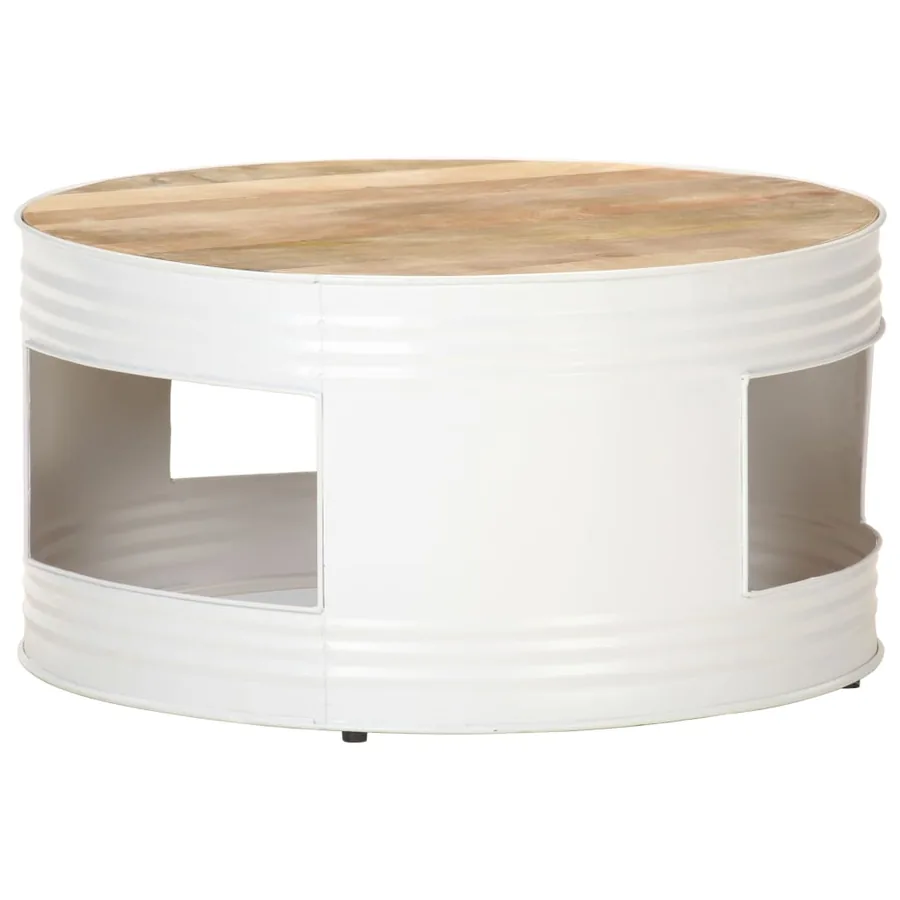 Table basse Blanc 68x68x36 cm Bois de manguier solide - 9