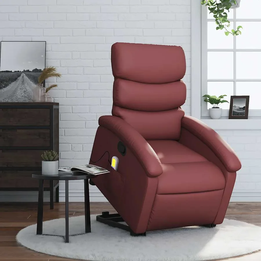 Fauteuil inclinable de massage Rouge bordeaux Similicuir - 16