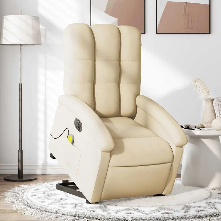 Fauteuil inclinable de massage électrique Crème Tissu