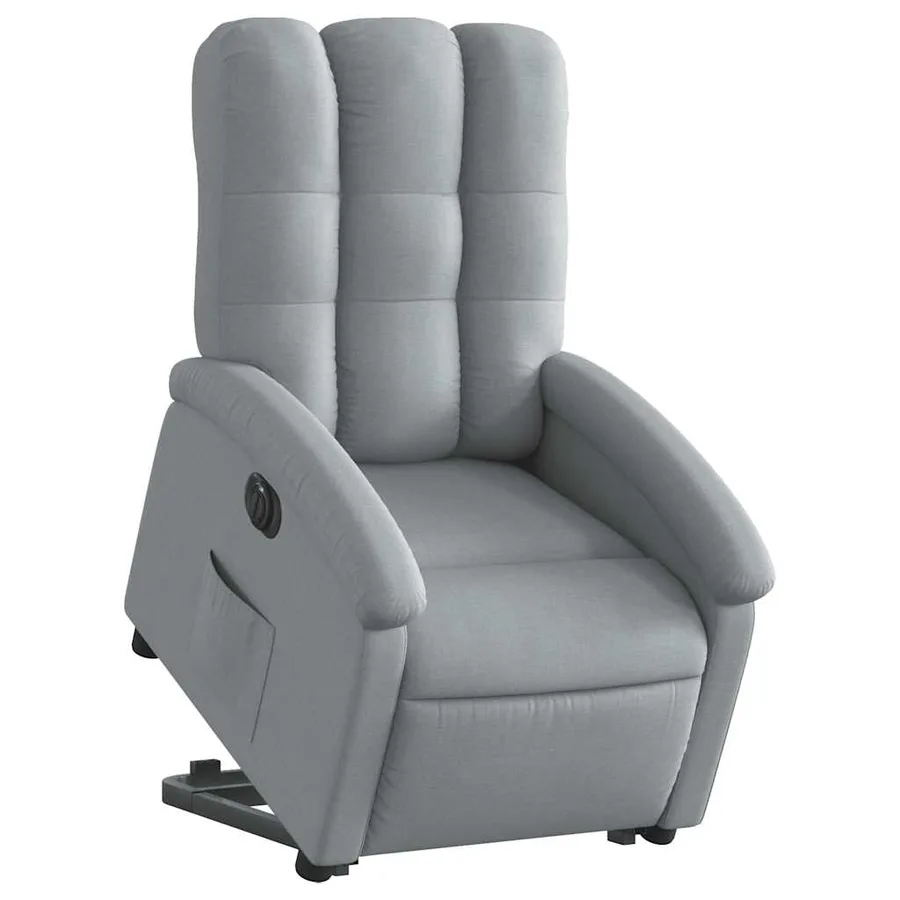 Fauteuil inclinable électrique gris clair tissu - 3