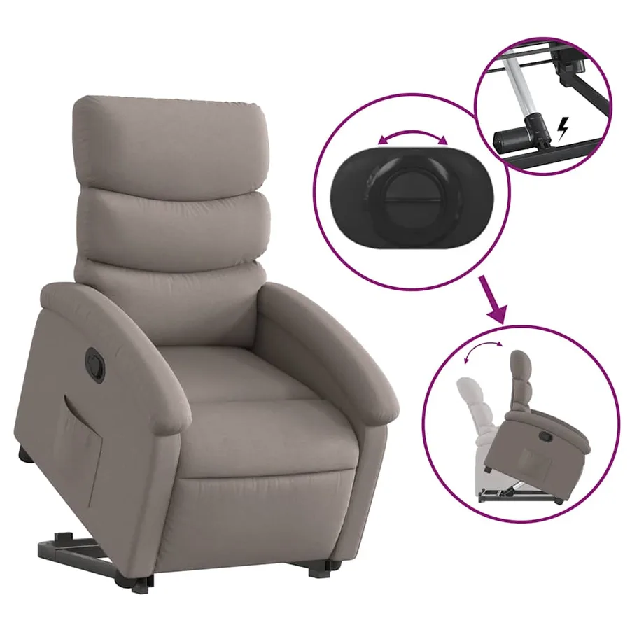 Fauteuil inclinable taupe tissu - 6