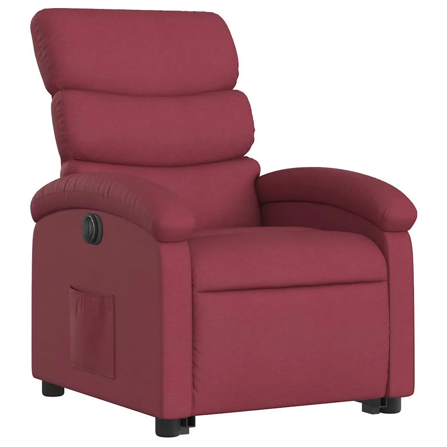 Fauteuil inclinable électrique rouge bordeaux tissu - 4
