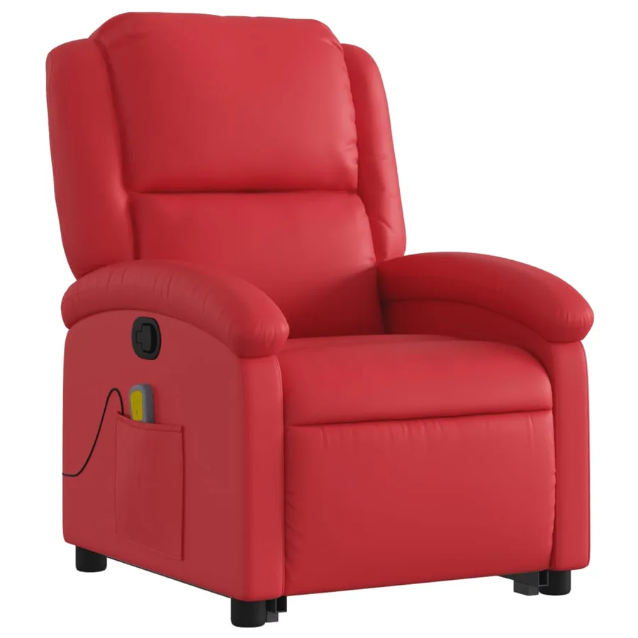 Fauteuil inclinable de massage Rouge Similicuir - 4