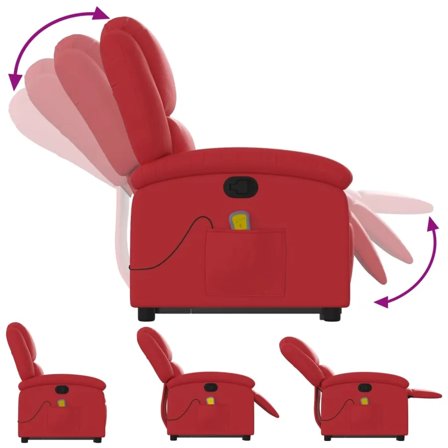 Fauteuil inclinable de massage Rouge Similicuir - 7