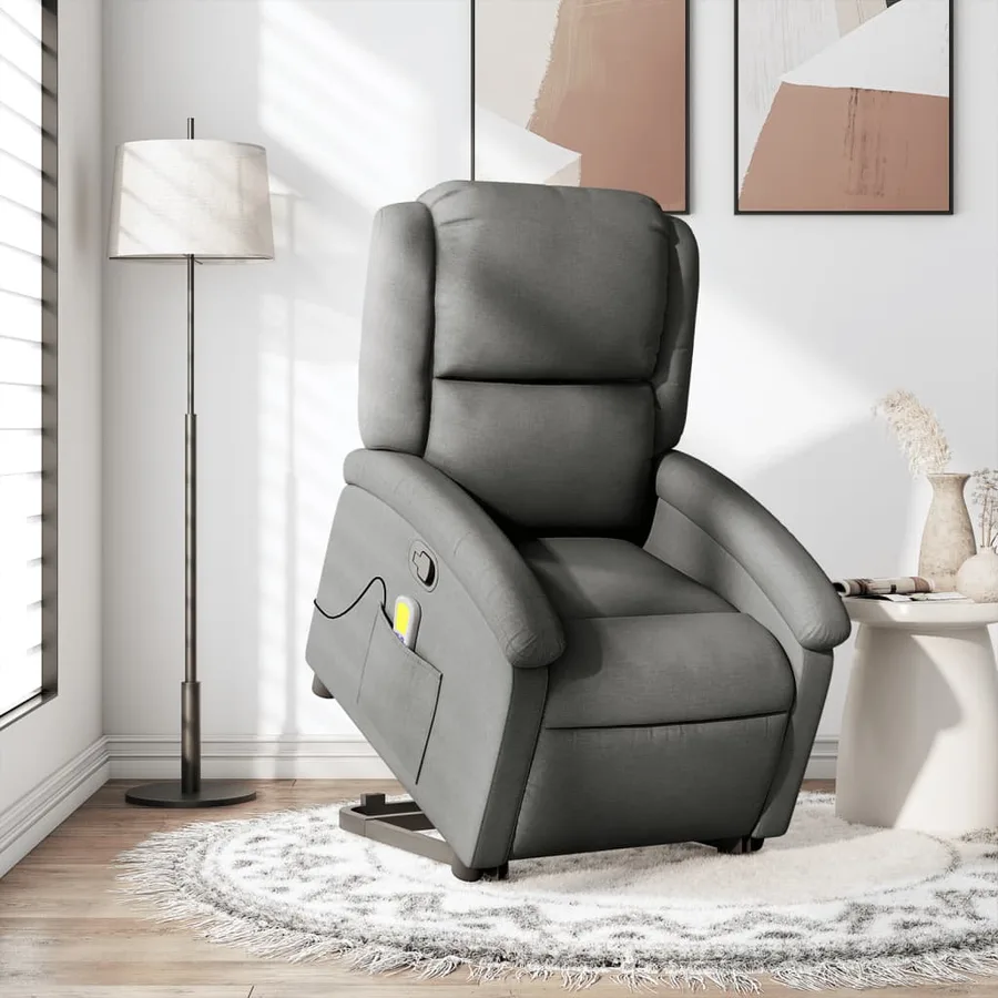 Fauteuil de massage inclinable Gris foncé Tissu - 16