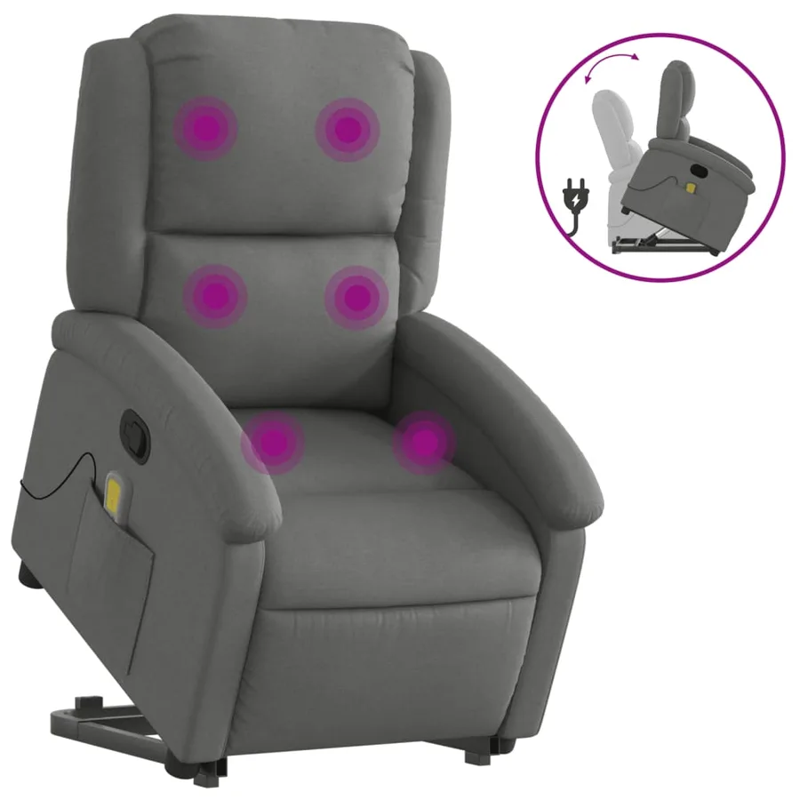 Fauteuil de massage inclinable Gris foncé Tissu - 2