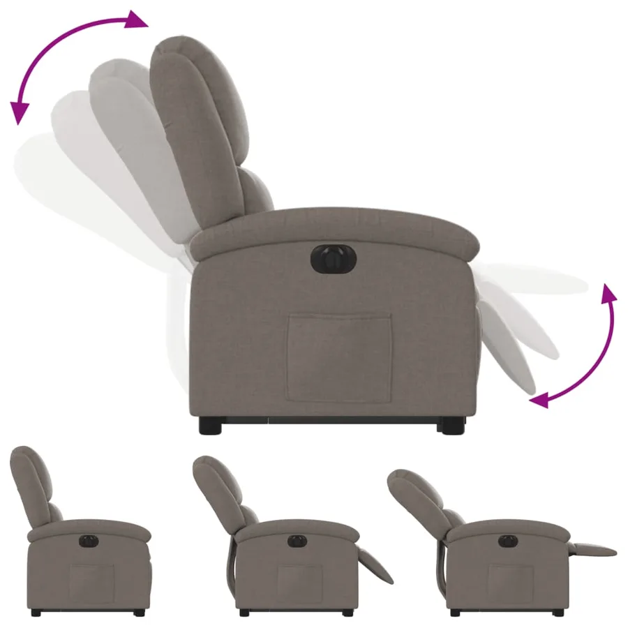 Fauteuil inclinable électrique taupe tissu - 7