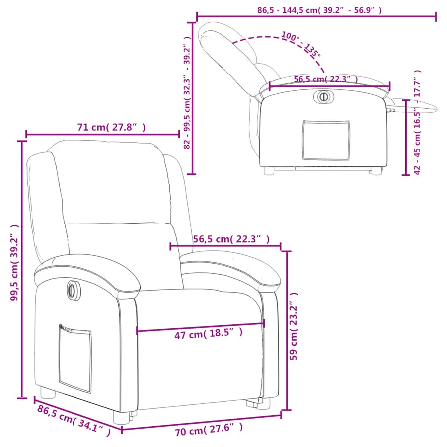 Fauteuil inclinable électrique gris clair velours - 17