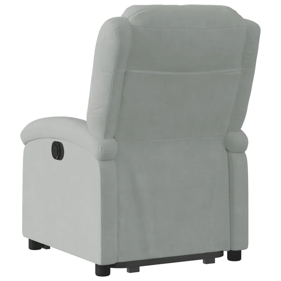 Fauteuil inclinable électrique gris clair velours - 5
