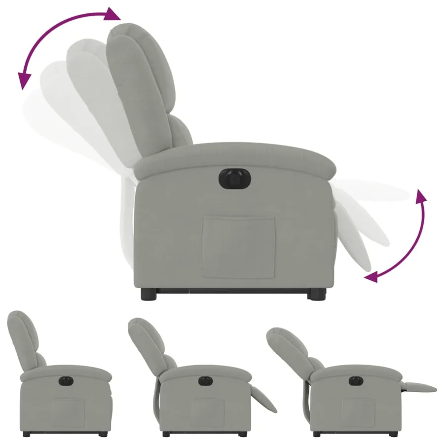 Fauteuil inclinable électrique gris clair velours - 7