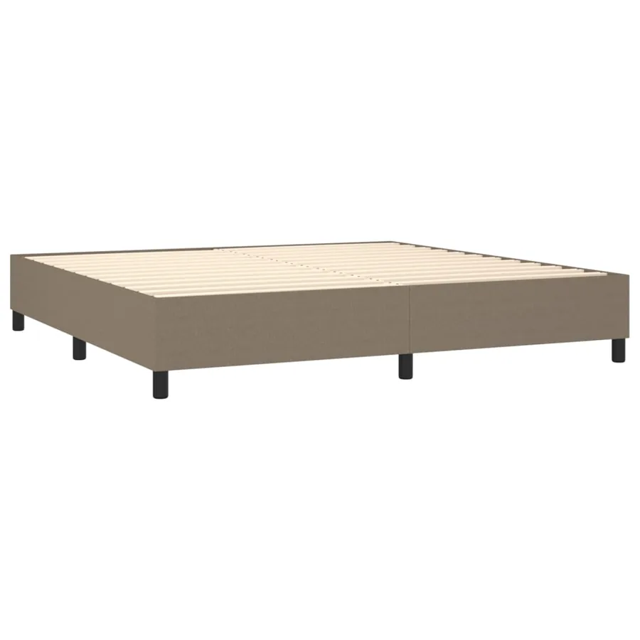 Sommier à lattes de lit matelas et LED Taupe 200x200 cm Tissu - 5