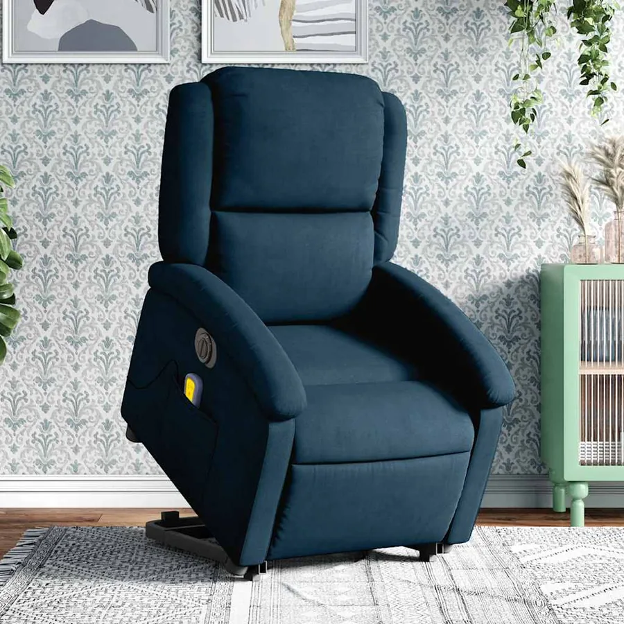 Fauteuil inclinable de massage électrique bleu velours