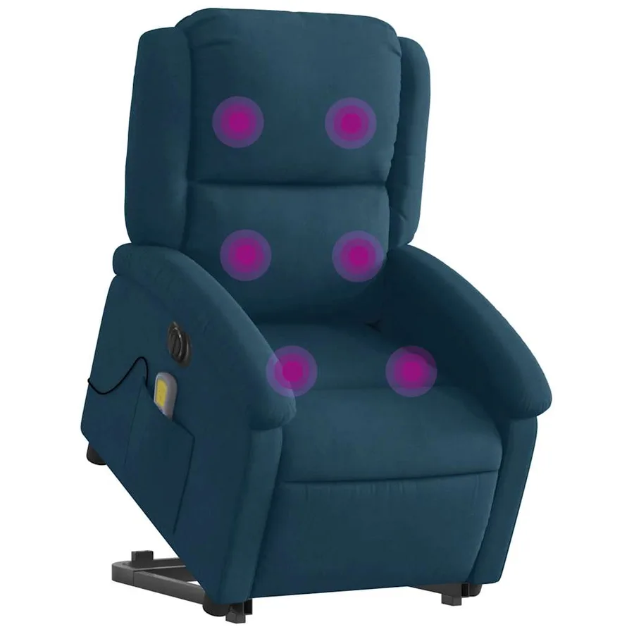 Fauteuil inclinable de massage électrique bleu velours - 3