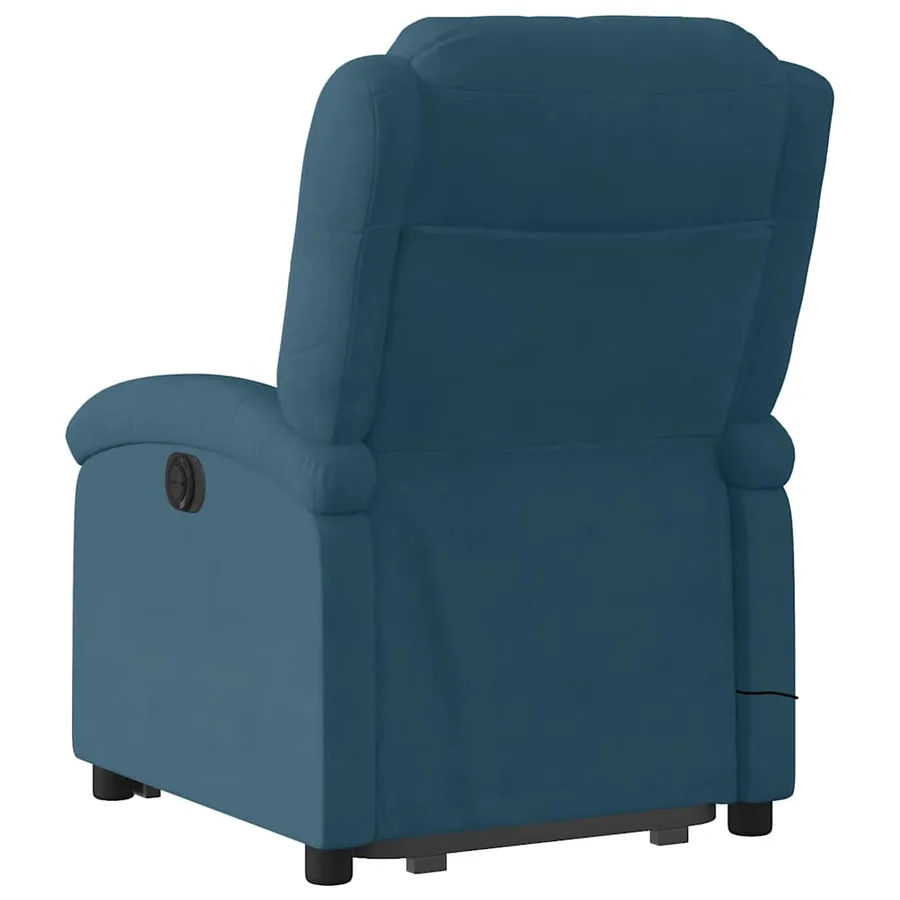 Fauteuil inclinable de massage électrique bleu velours - 8
