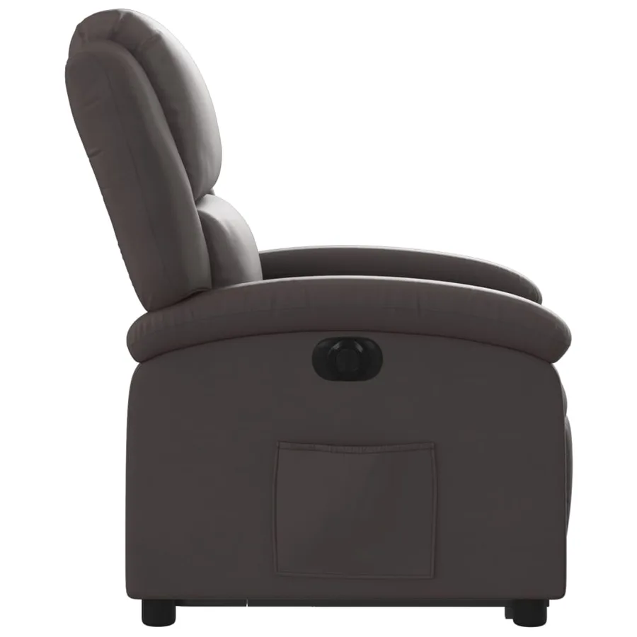 Fauteuil inclinable électrique marron foncé cuir véritable - 10