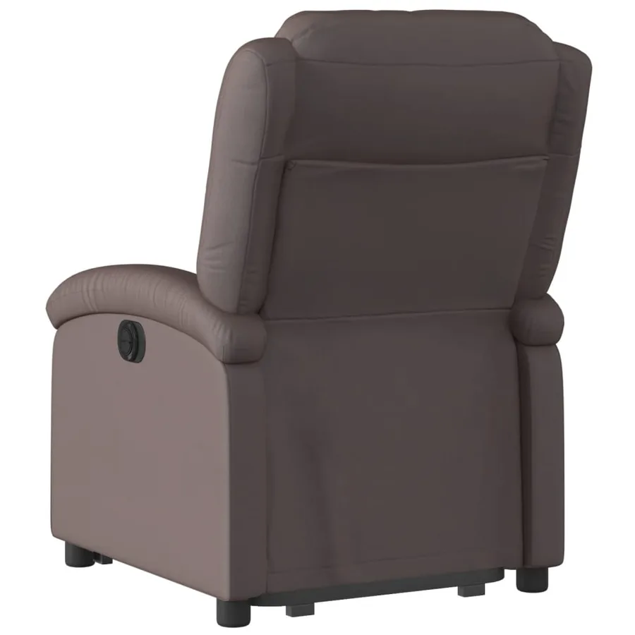 Fauteuil inclinable électrique marron foncé cuir véritable - 5