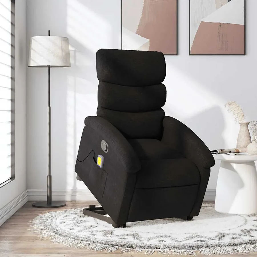 Fauteuil de massage inclinable Noir Tissu - 16