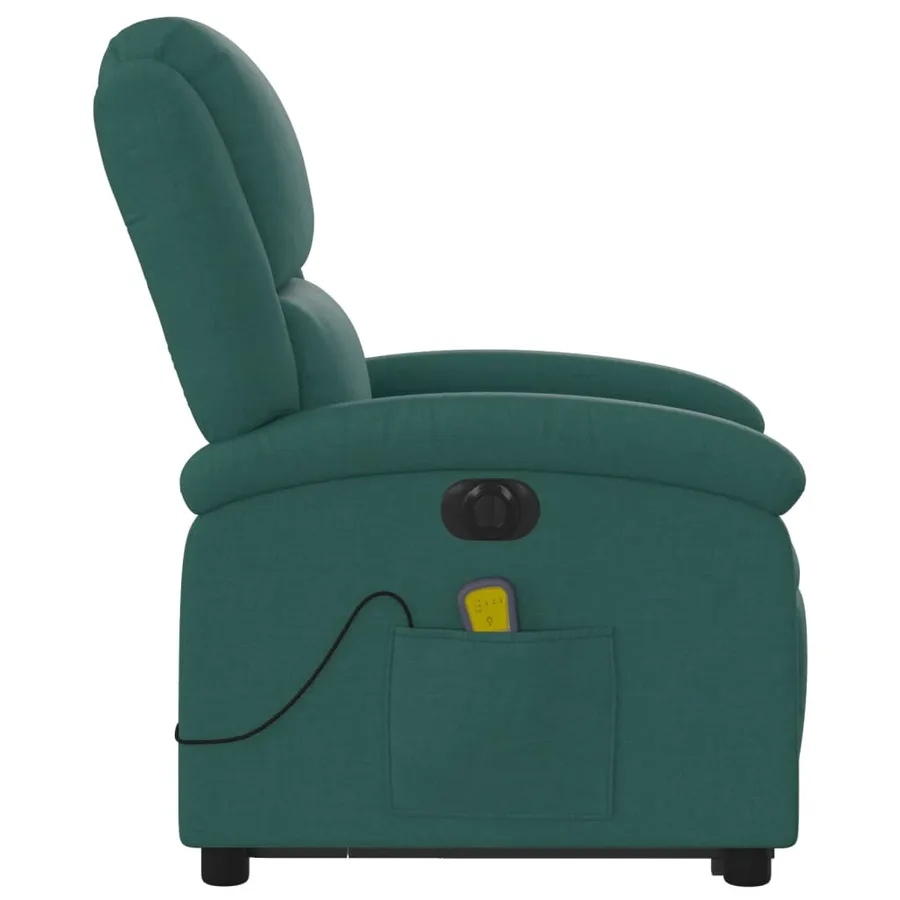 Fauteuil inclinable de massage électrique Vert foncé Tissu - 10