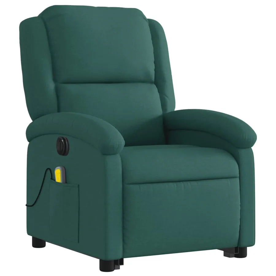 Fauteuil inclinable de massage électrique Vert foncé Tissu - 4