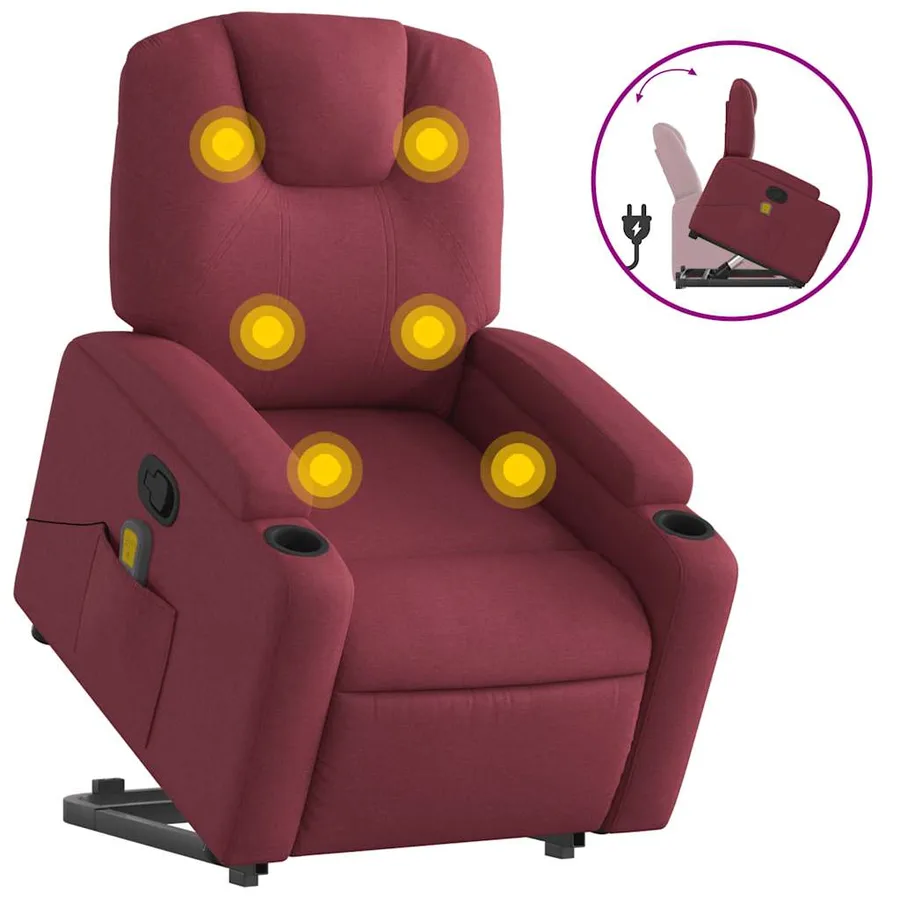 Fauteuil inclinable de massage Rouge bordeaux Tissu - 2