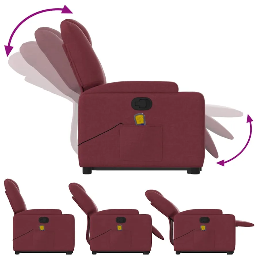 Fauteuil inclinable de massage Rouge bordeaux Tissu - 7