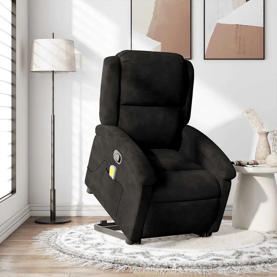 Fauteuil de massage inclinable Noir Velours - 15