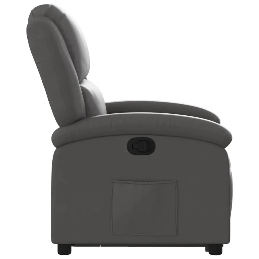 Fauteuil inclinable gris cuir véritable - 10
