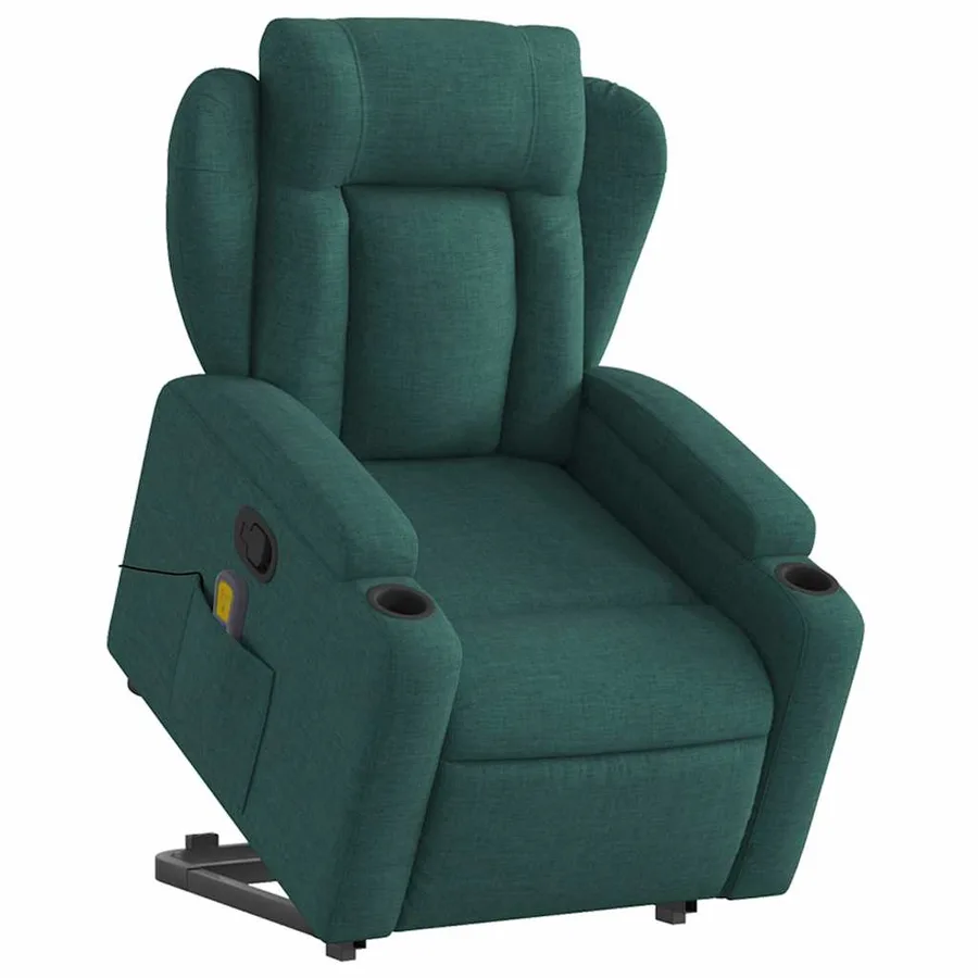 Fauteuil inclinable de massage Vert foncé Tissu - 3