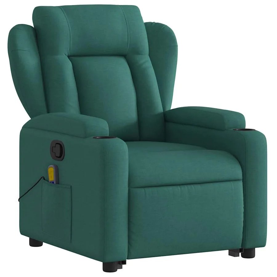 Fauteuil inclinable de massage Vert foncé Tissu - 4