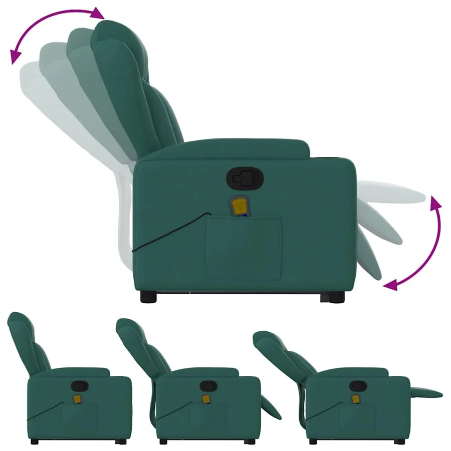 Fauteuil inclinable de massage Vert foncé Tissu - 7