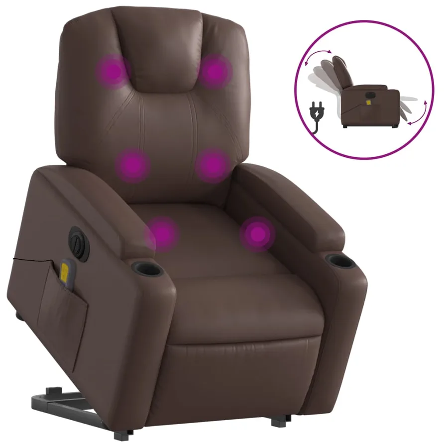 Fauteuil inclinable de massage électrique marron similicuir - 2