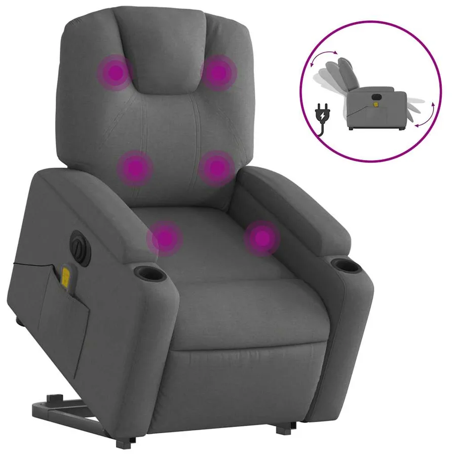 Fauteuil inclinable de massage électrique Gris foncé Tissu - 2