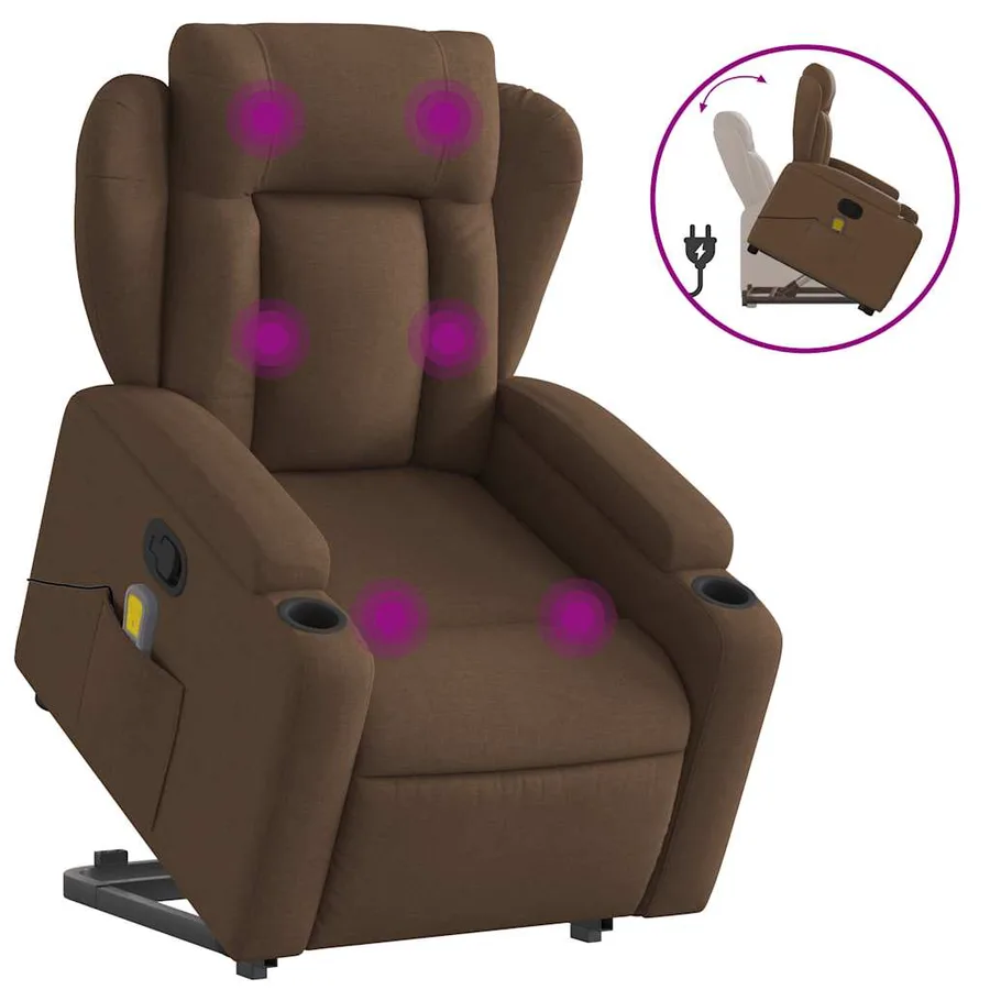 Fauteuil de massage inclinable Marron Tissu - 2