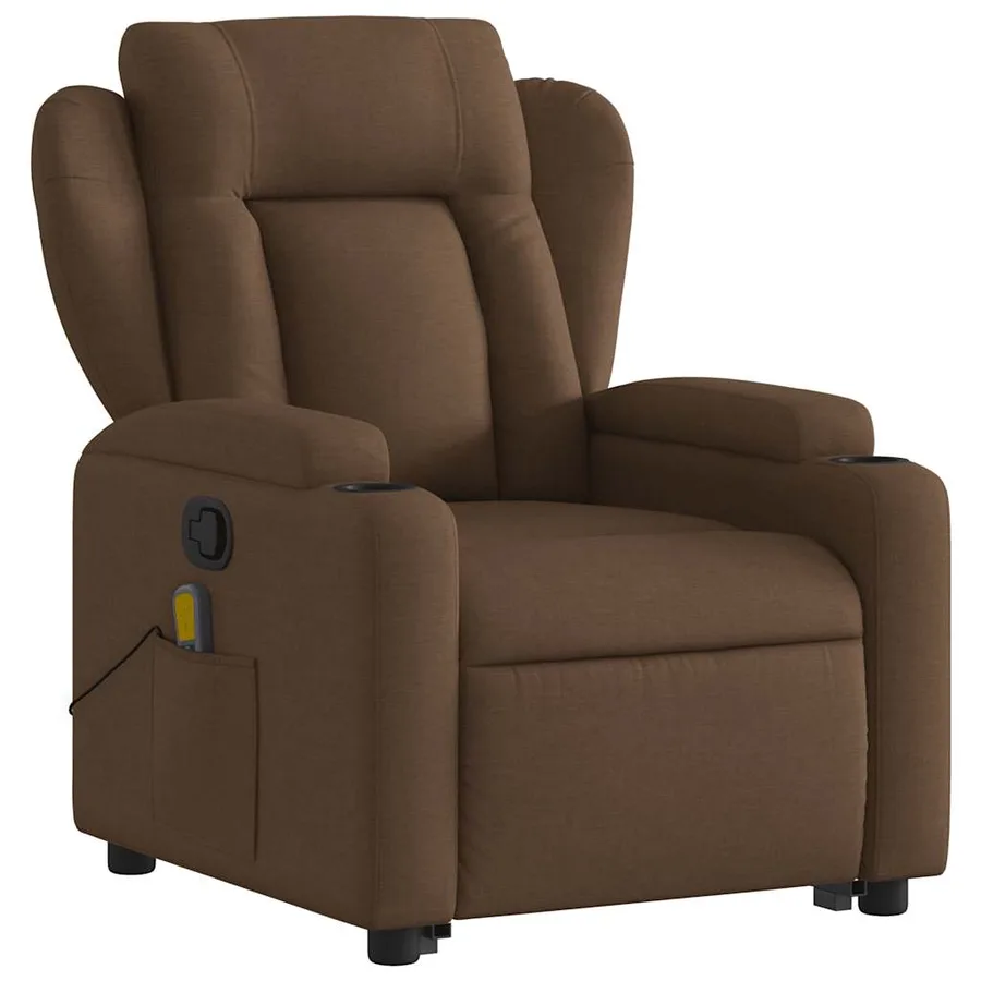 Fauteuil de massage inclinable Marron Tissu - 4