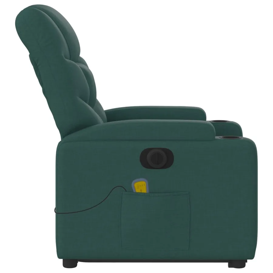 Fauteuil inclinable de massage électrique Vert foncé Tissu - 10