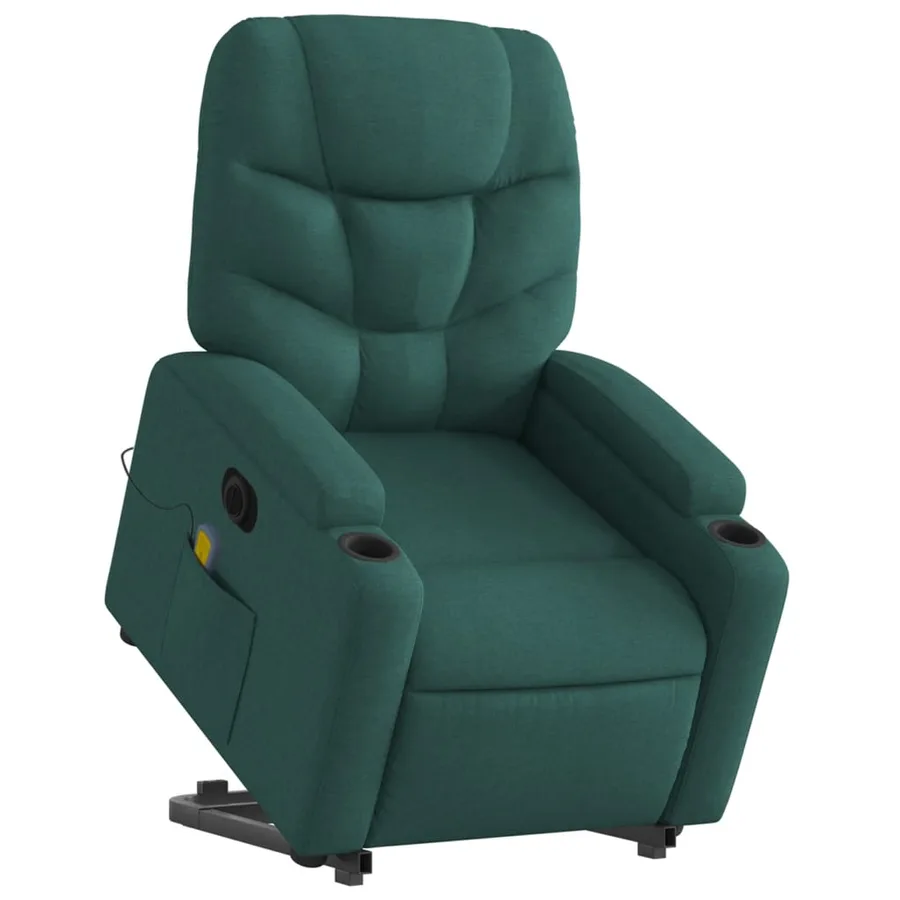 Fauteuil inclinable de massage électrique Vert foncé Tissu - 3